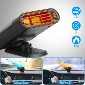 24V Car Truck Heater -200W Fast Heating & Fan Mode, 360Â° Adjustable, 2 In 1 Defroster Defogger Demister Windshield Heater Defog Defrost For Van Bus C