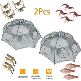 2Pcs Foldable Fishing Bait Nets Trap Crab Net Shrimp Fish Cast Dip Cage